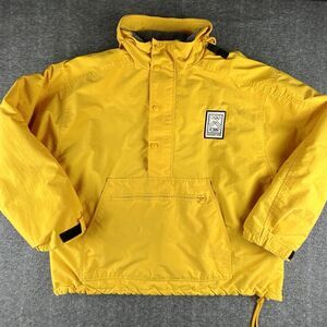 Vintage Nagano 1998 Anorak Jacket Mens Sz L Winter Olympic Games Yellow Hooded